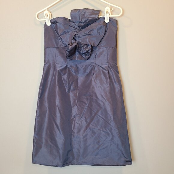 J Crew Silk Dress Mini Formal Womens 4 Blue Strapless - Picture 1 of 9
